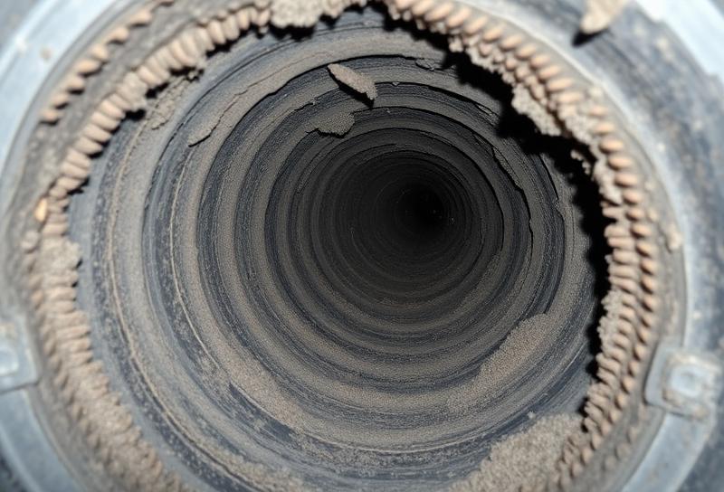 Dust and debris inside Las Vegas air duct during professional inspection